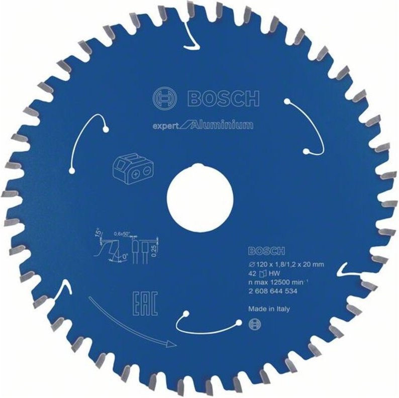 Bosch - Kreissägeblatt für Akkusägen Expert for Aluminium, 120 x 1,8/1,2 x 20, 42 Zähne