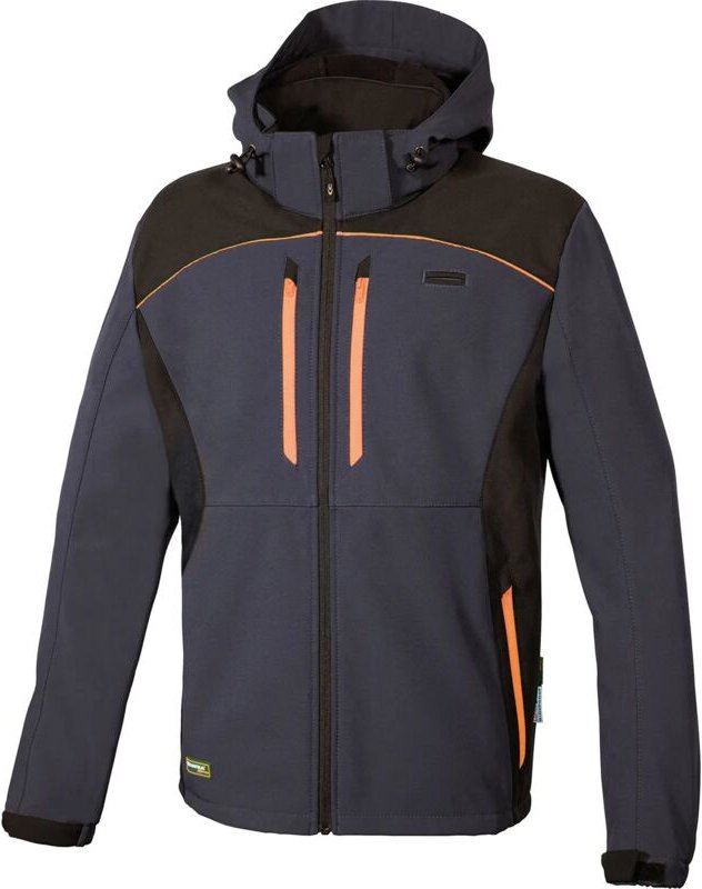Arbeits-Softshelljacke mit Kapuze KLARBO - Anthrazit/Schwarz/Orange 2XL - FR (56) - EU (58)