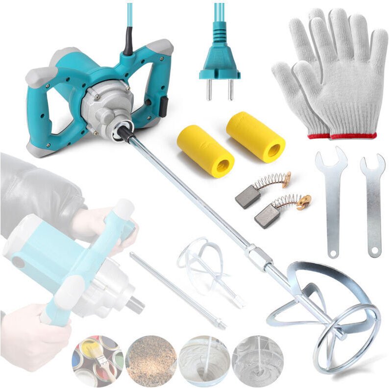 Vtizikl 2600W 220V Mélangeur de Ciment Electrique, Mélangeur de Mortier Peinture 220V Malaxeur Ciment Agitateur Mortier ...