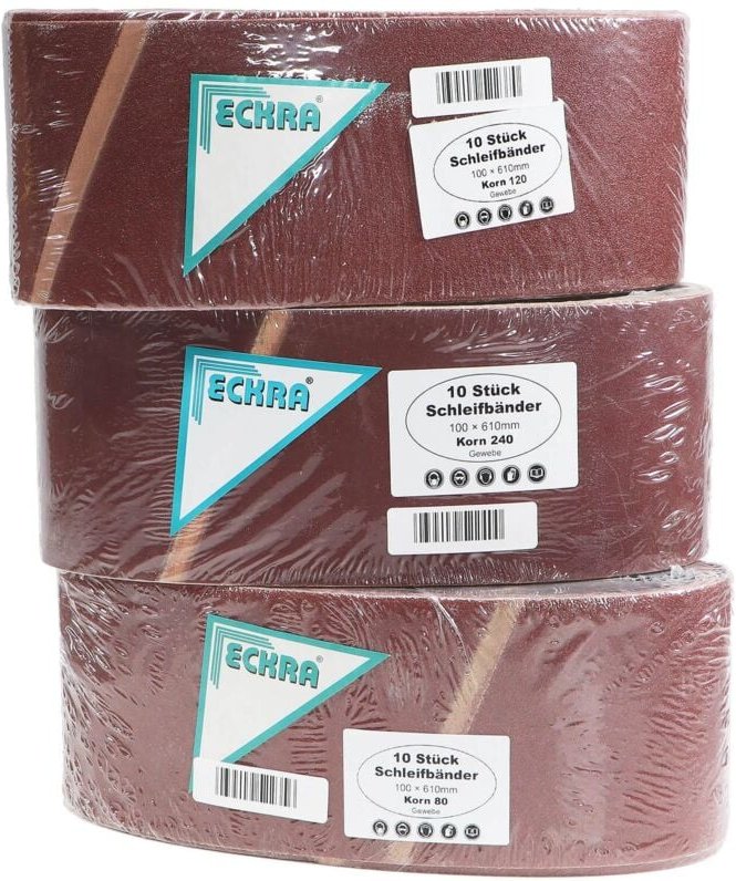 Schleifband 100x610 mm 30 Schleifbänder Mix Sortiment Korn 80 120 240 - Eckra