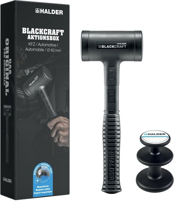 Blackcraft Aktionsbox kfz Schonhammer ø 60 mm und Magnethalter - Halder