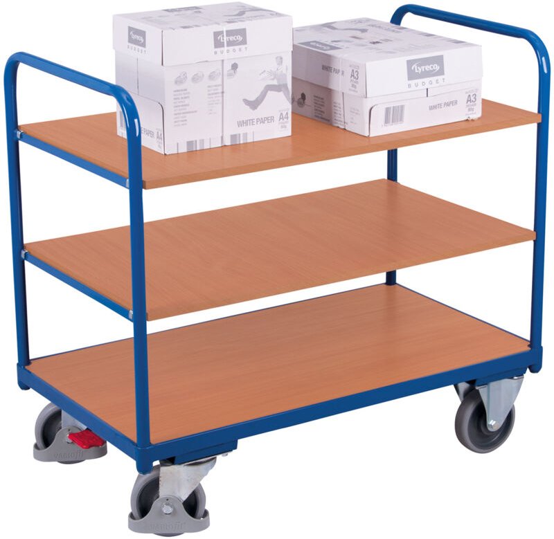 VARIOfit Etagenwagen, niedrig mit 3 Ladeflächen 1000x700mm Anthrazitgrau RAL 7016