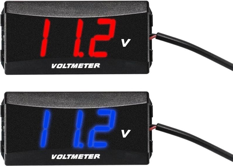 Tlily - 2 stücke Motorrad Mini led Display Digital Voltmeter Meter Spannung Tester Verpolungsschutz 12V-80V Rot + Blau