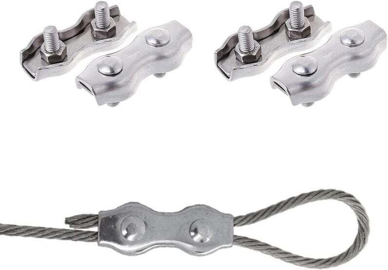 Stahlkabelklemmen, Seilklemmen, Doppelklemmen, M4-Doppelkabelklemmen, Edelstahl-Doppelkabelklemmen, M4-Edelstahlkabelkle...