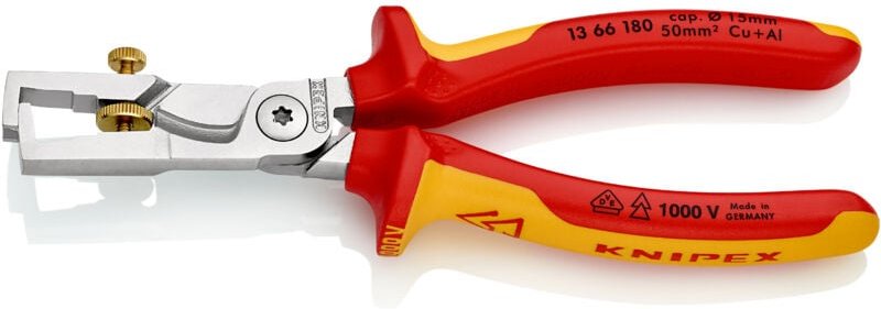 Knipex - StriX 13 66 180 Kabelschere Geeignet für (Abisoliertechnik) Alu- und Kupferkabel, ein- und me