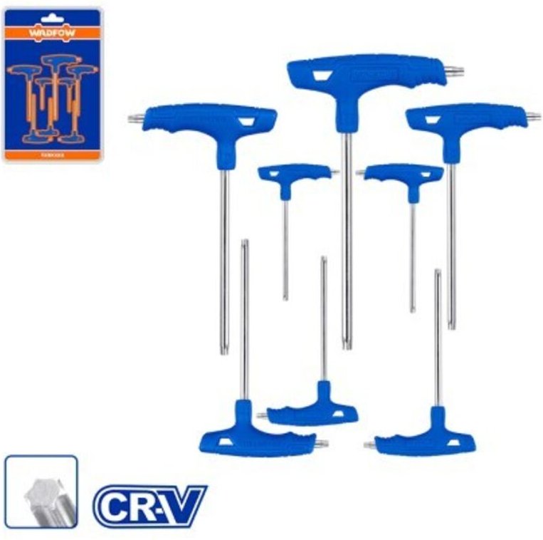 WADFOW 8-teiliger Torx-T-Schlüsselsatz, Cr-V-Stahl, T-Griff, verchromt, langlebig