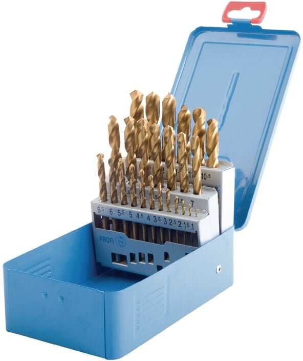 Spiralbohrersatz Nenn-D. 1-10x0,5 mm HSS TiN 19 teilig Metallkassette