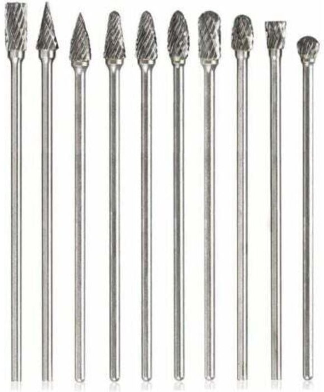 10 Stück Hartmetall-Rotationsfräser, einseitiger Doppelschnitt-Rotationsfräser mit 3-mm-Schaftfeilen, Raspel, Spiralbohr...