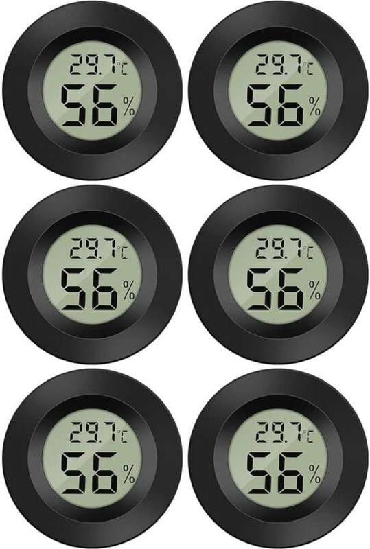 Mini-LCD-Digitalthermometer und Hygrometer – Misst die Innentemperatur und Luftfeuchtigkeit von -50 °C bis +70 °C (6er-P...