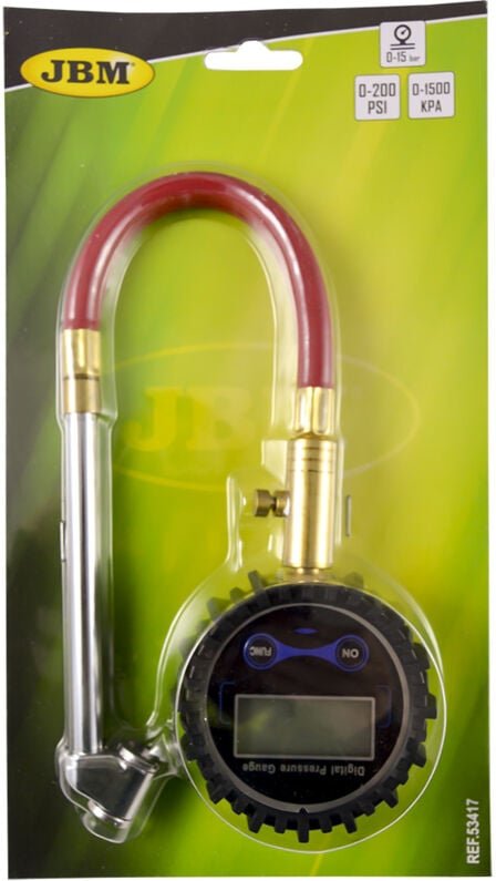 JBM - Digitales Reifendruckmessgerät mit Schlauch (0-15 bar) 53417