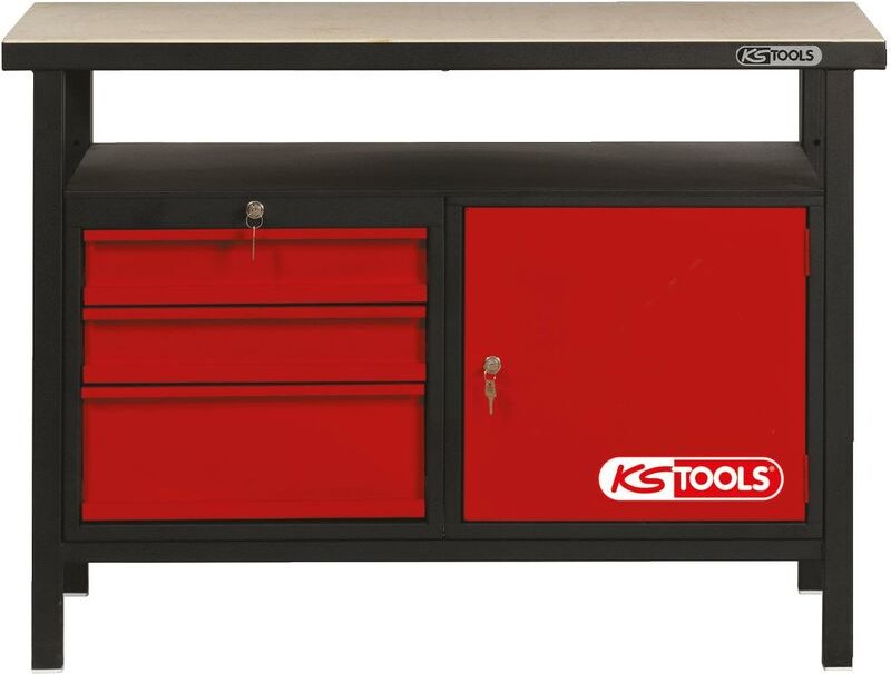 Werkbank mit 3 Schubladen und 1 Tür, H840xB1200xT600mm