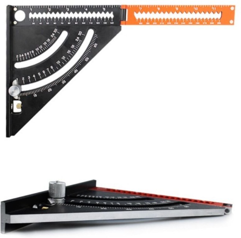 Zimmermannswinkel, Metall/Aluminium, Klappdreieck, Kombinationswinkel, 316 mm, Multifunktionsdreieck, Winkelmesser, Wink...