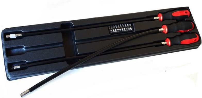 Trade Shop Traesio - Trade Shop - 3er-Set extra langer flexibler Schraubendreher mit Kupplungen für Autowerkstätten 500 ...