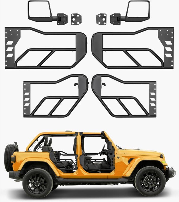 VEVOR Jeep Rohrtüren (4-türig) im Adventure-Stil mit DOT-zertifizierten Seitenspiegeln, Jeep Türen mit Rückspiegeln für ...