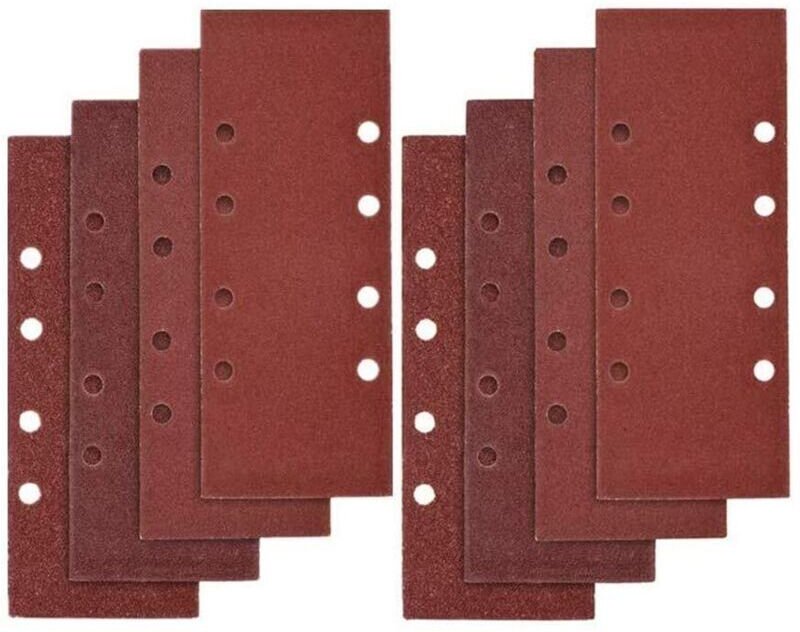 Vtizikl 40 PCS Papier de Verre, 93 x 185mm Feuilles Abrasives pour Ponceuse Vibrante 8 Trous Assorted P40, P60, P80, P10...