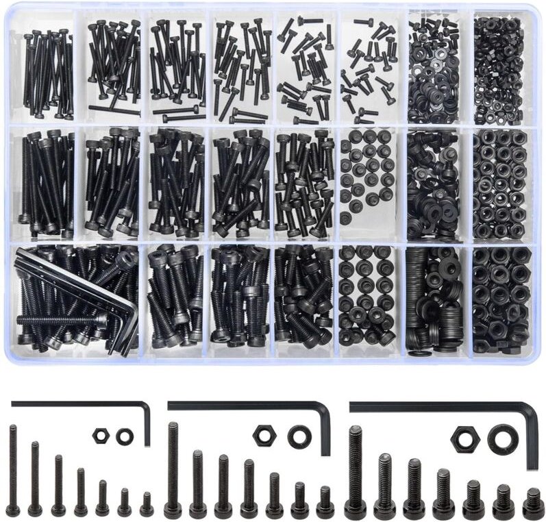 1260 STK M2 M3 M4 Schrauben Set, Zylinderschrauben mit Innensechskant Schrauben Set, Sechskantschrauben und Muttern und ...