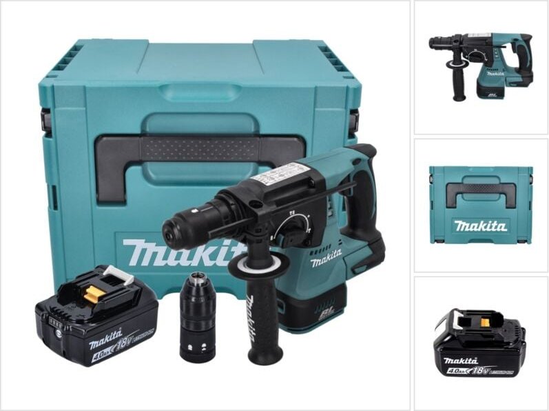 Makita - dhr 243 M1J Akku Bohrhammer 18 v 2,0 j sds plus Brushless + 1x Akku 4,0 Ah + Makpac - ohne Ladegerät
