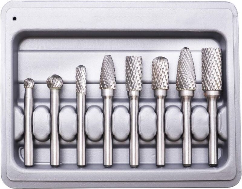 Rotationsfräser, Doppelschliff-Wolframfräser, 8 Stück Doppelschliff-Wolframkarbid-Rotationsfräser