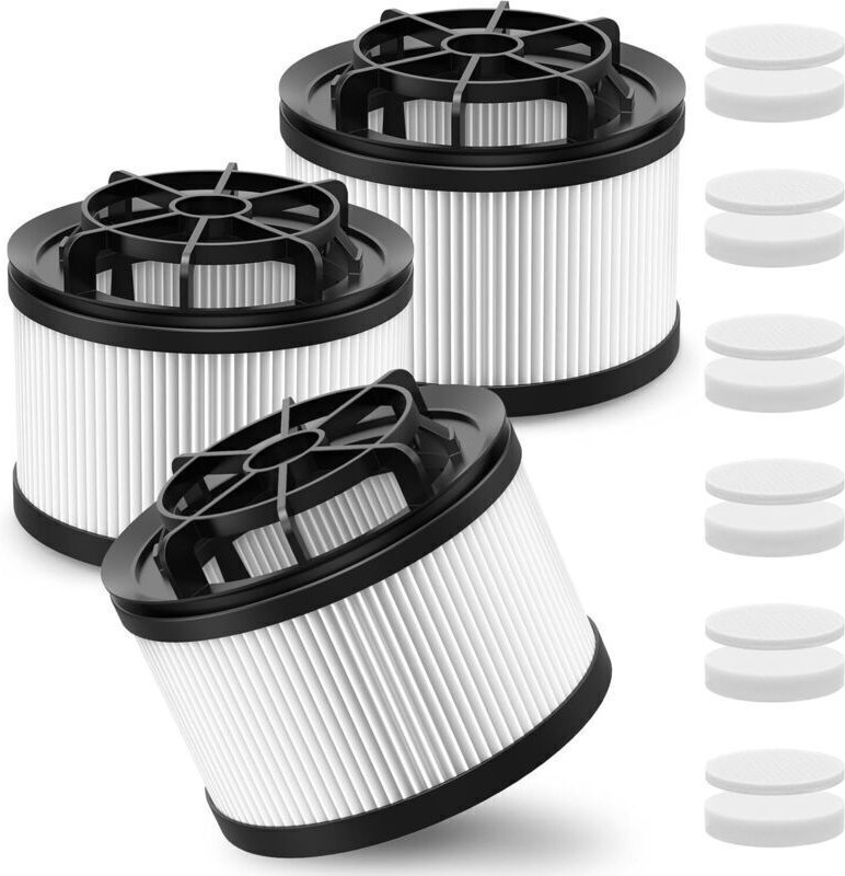 Packung mit 3 Ersatzfiltern für den kabellosen Staubsauger Levoit LVAC 200, bestehend aus 6 Vormotorfiltern und 6 Nachmo...