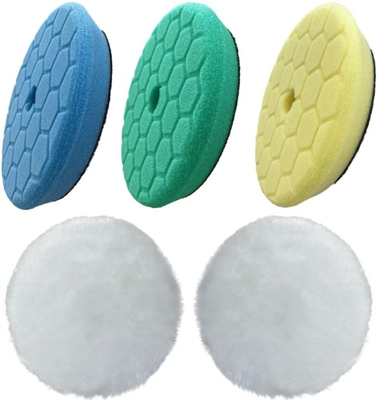 5er-Packung 6-Zoll-Hochleistungs-Exzenterpolierpads für lackierte Oberflächen mit Klettverschluss auf der Rückseite für ...