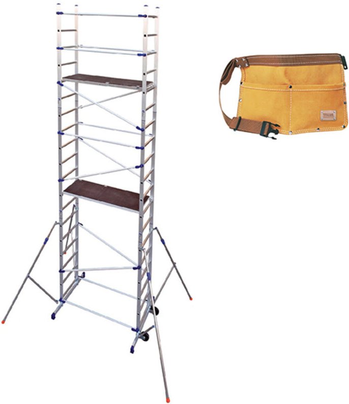 Gerüst mit 2 Plattformen - Arbeitshöhe 6,46 m + Werkzeuggürtel - PN/CLA-CEINTURE