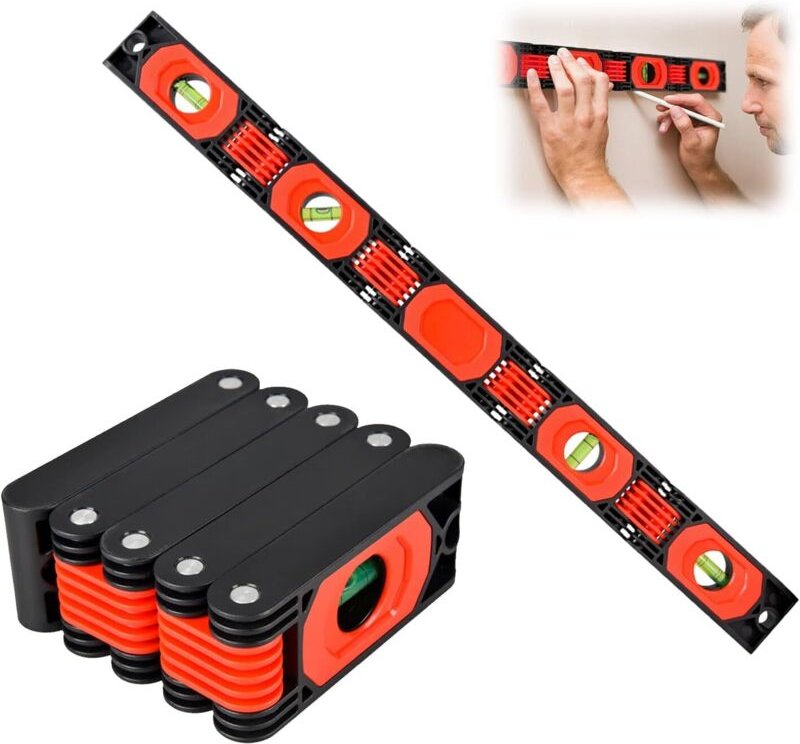 CCYKXA 60 cm faltbare magnetische Wasserwaage, Mini-Elektriker-Magnetwasserwaage, magnetische Wasserwaage mit 4 Blasen 4...