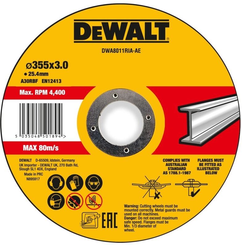 High Performance Trennscheibe 355x3x25,4mm Metall Typ 41 (flach) DWA8011RIA-AE - Dewalt