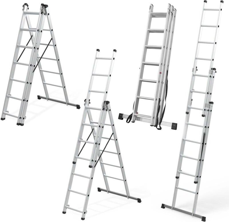 Mehrzweckleiter aus Aluminium, 3x7 Fuß, Tragkraft 150 kg