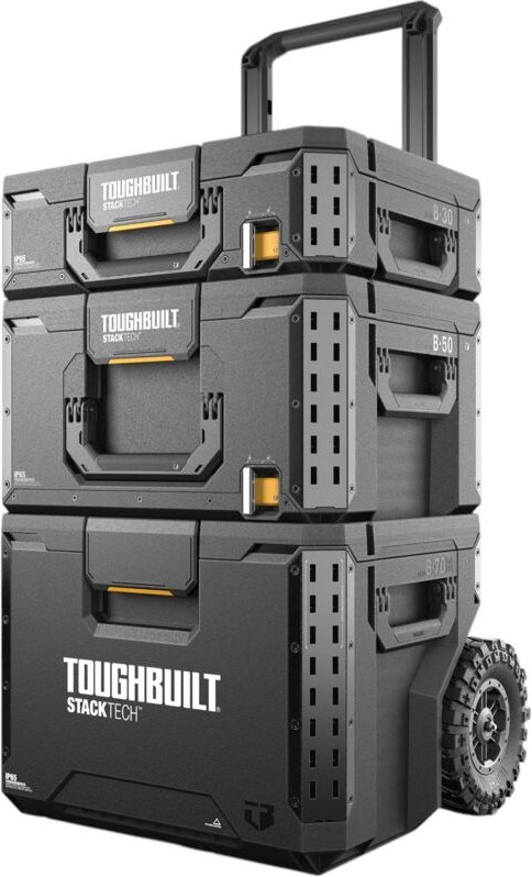 Toughbuilt StackTech TB-B1S3-B-70R Werkzeugkisten Set mit Rollen 3 tlg. IP65 86 x 56 x 40 cm