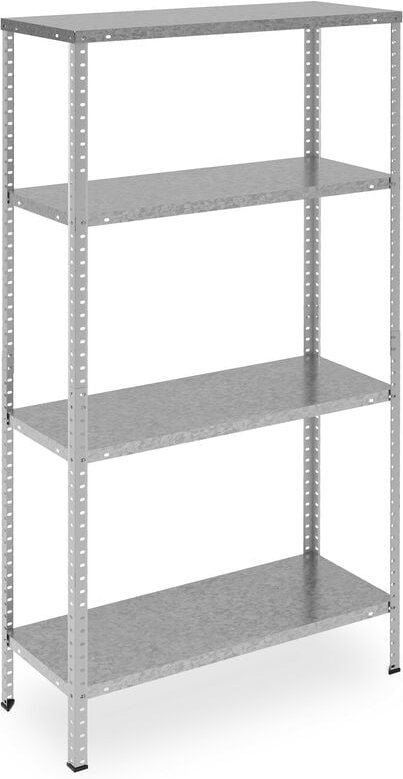 Metallregal verzinkt, 4 Böden, bis 160 kg, Schwerlastregal Stahl, Lagerregal Keller, hbt: 150x75x30 cm, silber - Relaxda...