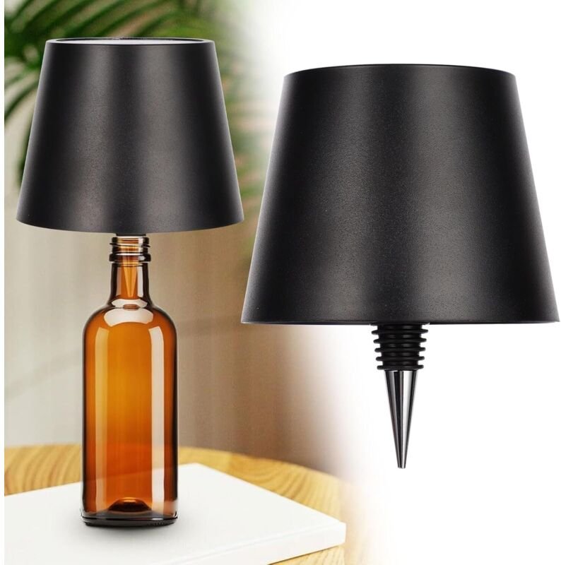 Kabellose Flaschenlampe mit USB-Ladegerät, 3-farbige, dimmbare Touch-Tischleuchte, geeignet für alle Arten von Weinflasc...