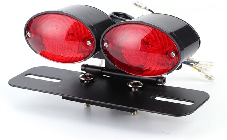 Aramox Universal Retro LED Rücklicht, Bremslicht, doppelte ovale Blinker, Kennzeichenleuchte, Motorrad-Nachrüstung.