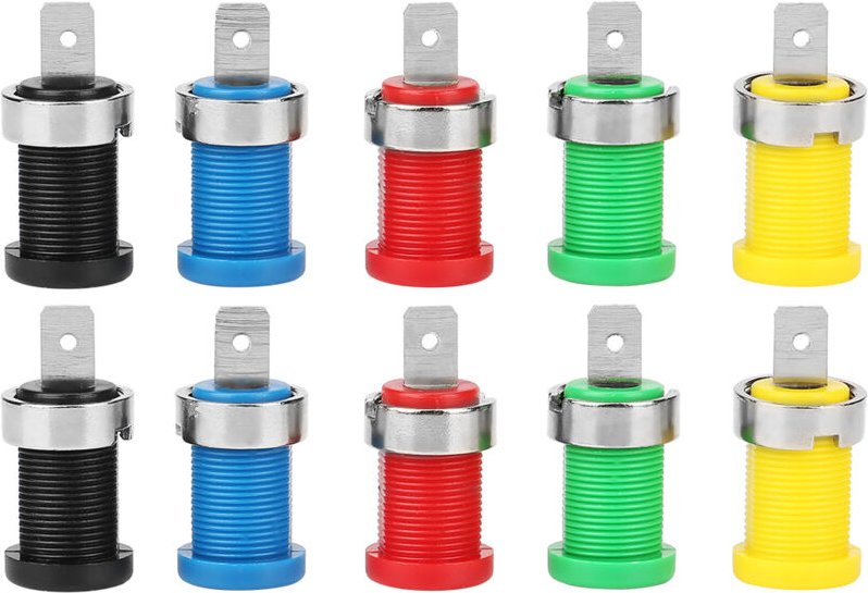 P3007 Packung mit 10 Bananensteckern in verschiedenen Farben, 4,0 mm Klinkenbuchse, für Einbau-Prüfspitzen