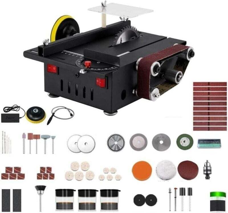 2-in-1 Multifunktions-Mini-Tischkreissäge, 200 W, für Holz, Kunststoff, Weichstein und Weichmetall