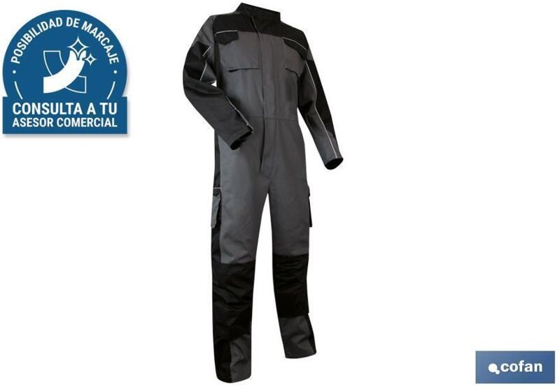 Mono de trabajo biro 280gms/m gris-negro t-xxxl