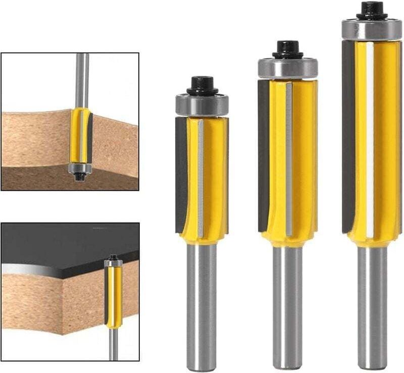 8-mm-Schaft-Holzfräser-Set mit 4 Klingen, 3-teiliges Fräser-Set mit Zier- und Musterprofilen, Bündigschaft