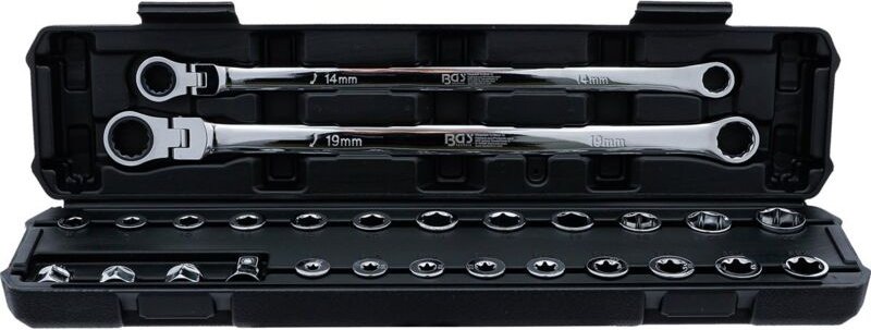 Bgs Technic - Doppel-Ring- und Ratschenring-Gelenkschlüssel-Satz extra lang 27-tlg.
