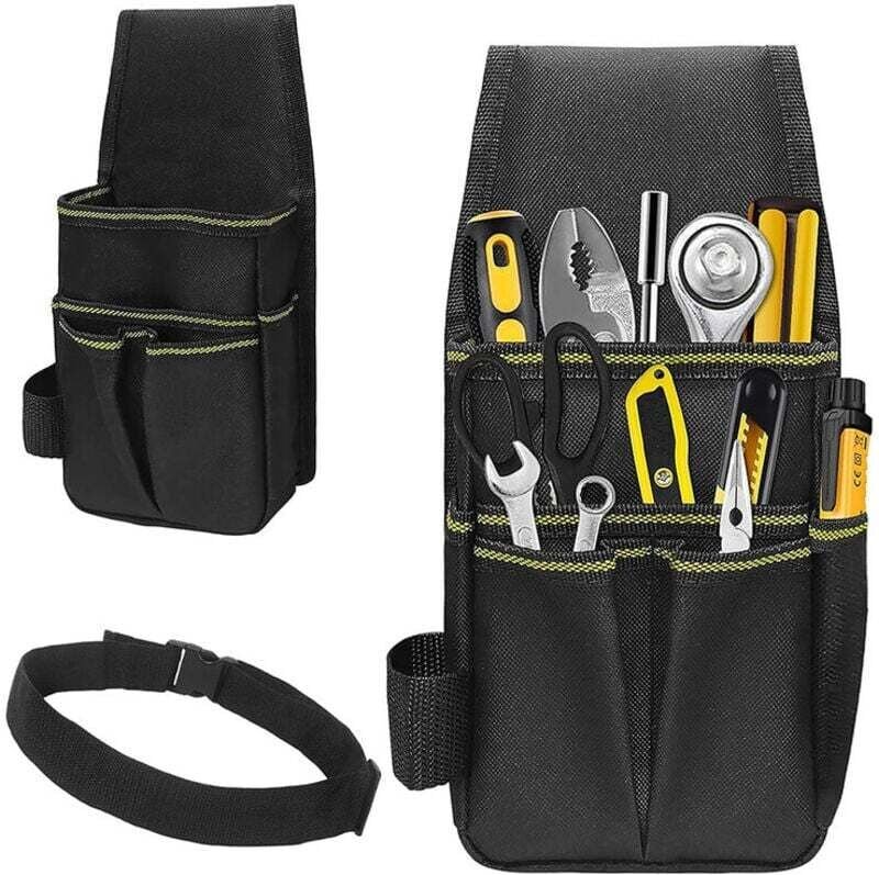 Werkzeuggürteltasche, verstellbar und abnehmbar, für Herren, Elektriker, Zimmerleute und Bauarbeiter, schwarz.