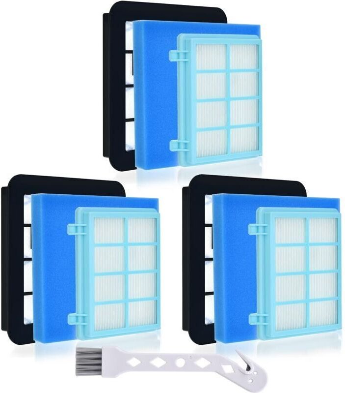 Kompatibel mit Philips FC8010/01 FC9331 FC9332 FC9334 FC9550 FC9555 FC9556 Ersatzfilterset für Philips PowerPro Compact,...
