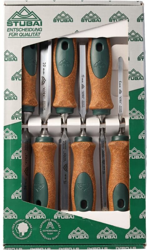 Stubai Spezial Stemmeisen-Satz (Lochbeitel) mit Korkheft Werkzeugstahl 6-teilig