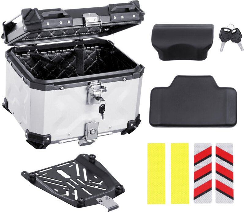 Mophorn Motorrad-Topcase,45l,universelle Heckbox aus Aluminiumlegierung mit Lederfutter,abnehmbar,wasserdicht,mit Schlos...