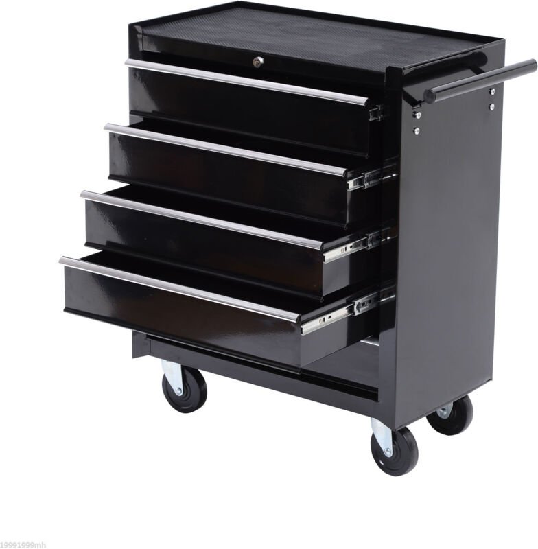 HOMCOM Werkstattwagen leer Werkzeugwagen abschließbar mit 5 Schubladen, 2 Schlüssel, Antirutschmatten, Werkzeugschrank m...