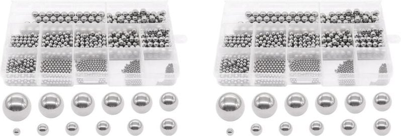 Tlily - 1200 StüCk 12 GrößEn Edelstahl-PräZisionsstahlkugeln 1-8 mm Metrisches Fahrradlagerkugel-Sortimentsset Mischkuge...