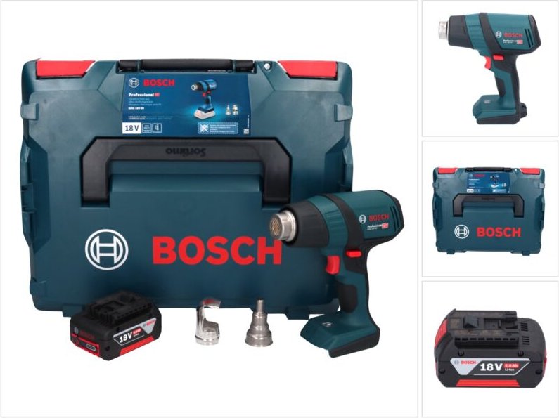Bosch ghg 18V-50 Professional Akku Heissluftgebläse 18 v 300° c / 500° c + 1x Akku 5,0 Ah + L-Boxx - ohne Ladegerät