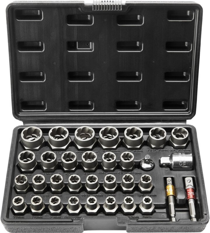 VEVOR Bolzenausdreher-Set, 29-teiliges Bolzen- und Muttern-Entferner-Set, 6 mm bis 10 mm, 13/32" bis 3/4", Auszieh-Steck...