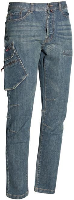 Issaline 8025BP-040 Stretch-Arbeitsjeans mit mehreren Taschen, Blau, S