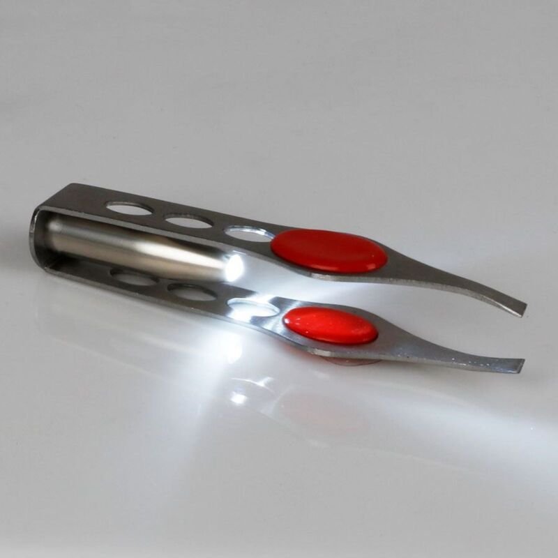 Edelstahl Pinzette mit led Licht Augenbrauen Zupfpinzette Haarzupfpinzette