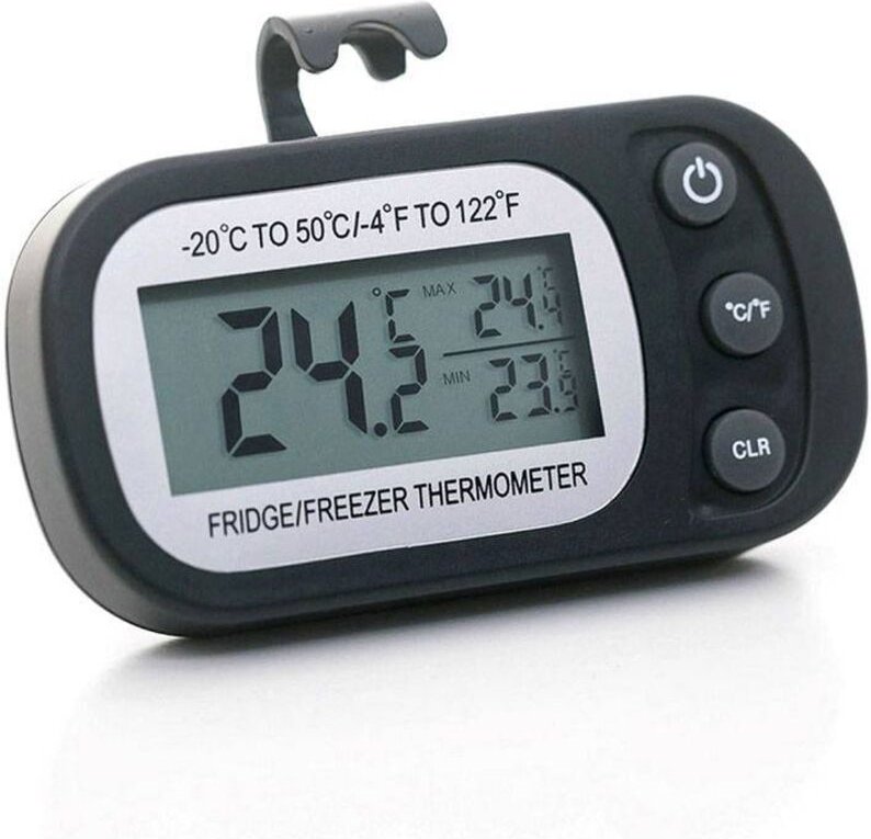 Kühlschrankthermometer, digitales Gefrierschrankthermometer, wasserdicht, Max/Min-Aufzeichnungsfunktion mit großem LCD-D...