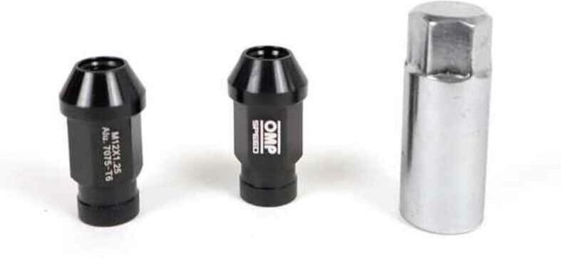 Set Muttern OMP 7075 40 mm M14 x 1,50 20 uds Schwarz