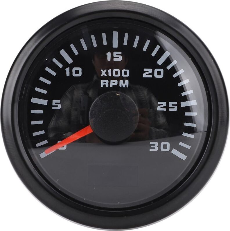 Jiawu Automatischer Drehzahlmesser 3000 U/min 52 mm 7-farbiger Hintergrundzähler für LKW Traktor Boot, Metall, Rot, Grün...